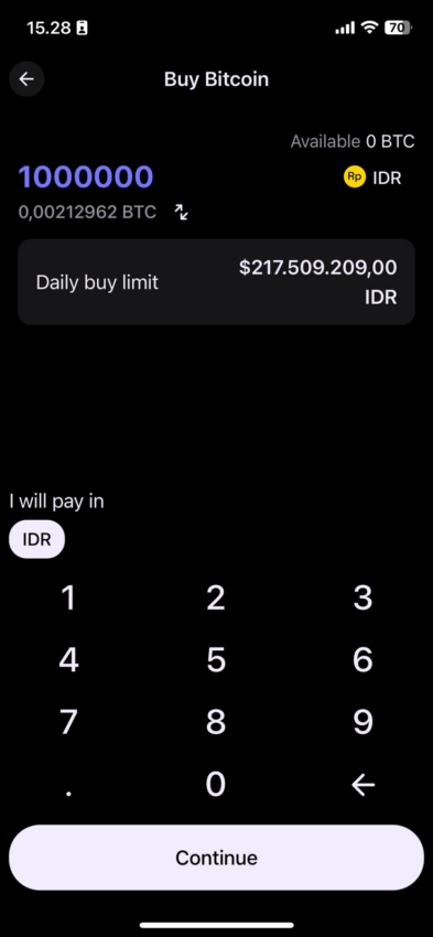 Masukkan jumlah crypto yang mau kamu beli atau jumlah Rupiah yang akan kamu bayarkan di Bake