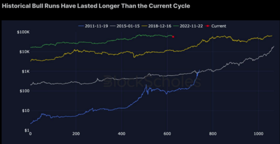 Perbandingan Kenaikan Bull Bitcoin Secara Historis. 