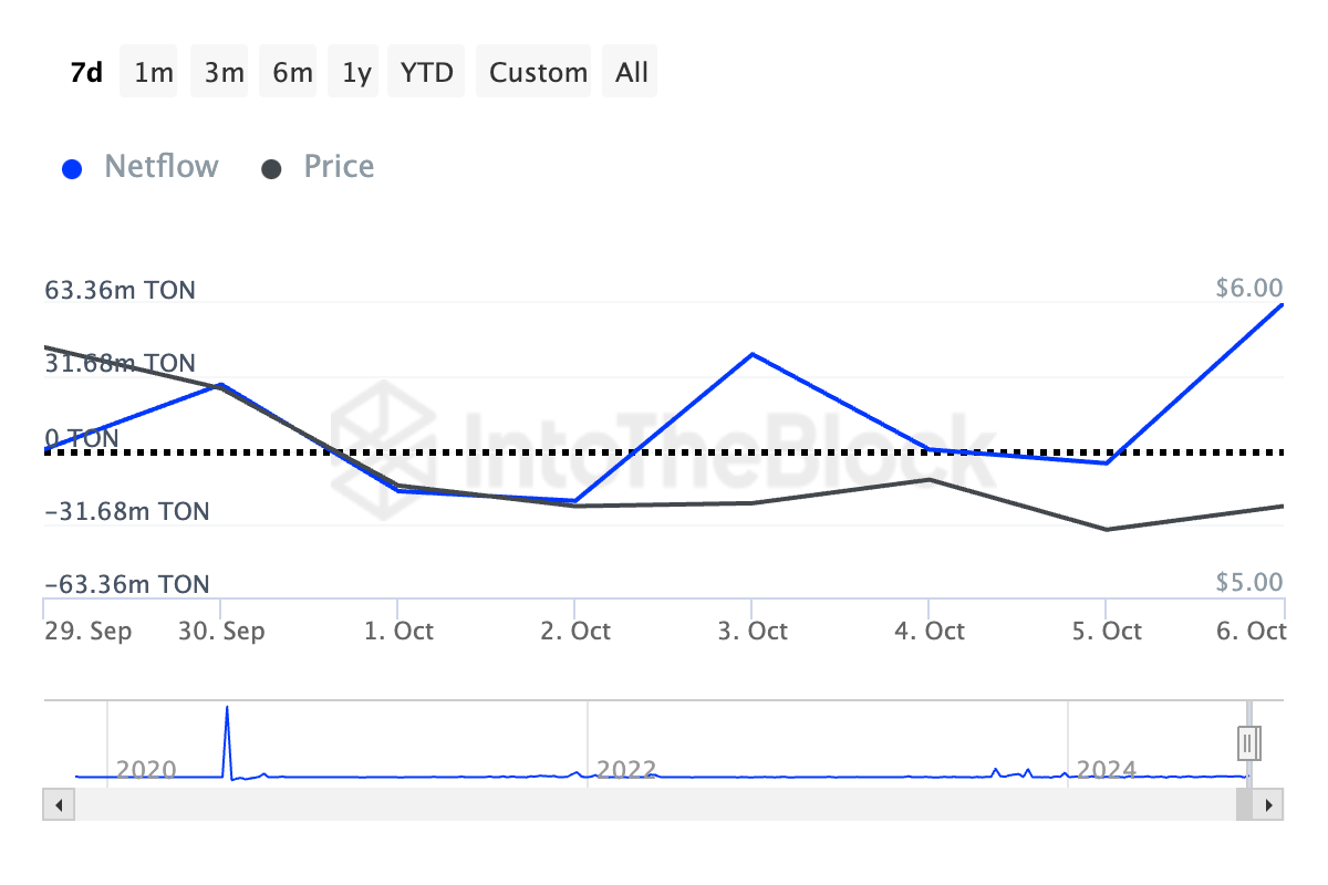 toncoin large holders netflow