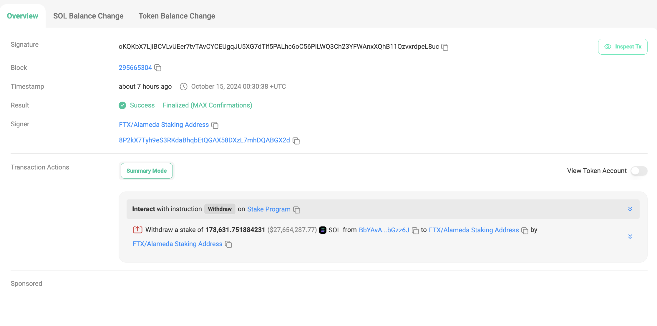 FTX/Alameda Staking Address Activity