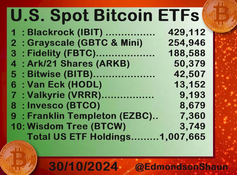 US Spot Bitcoin ETF BTC Holdings