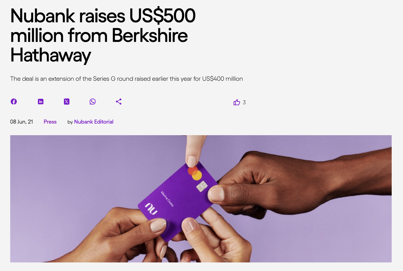 Official Press Release. Source: Nubank.