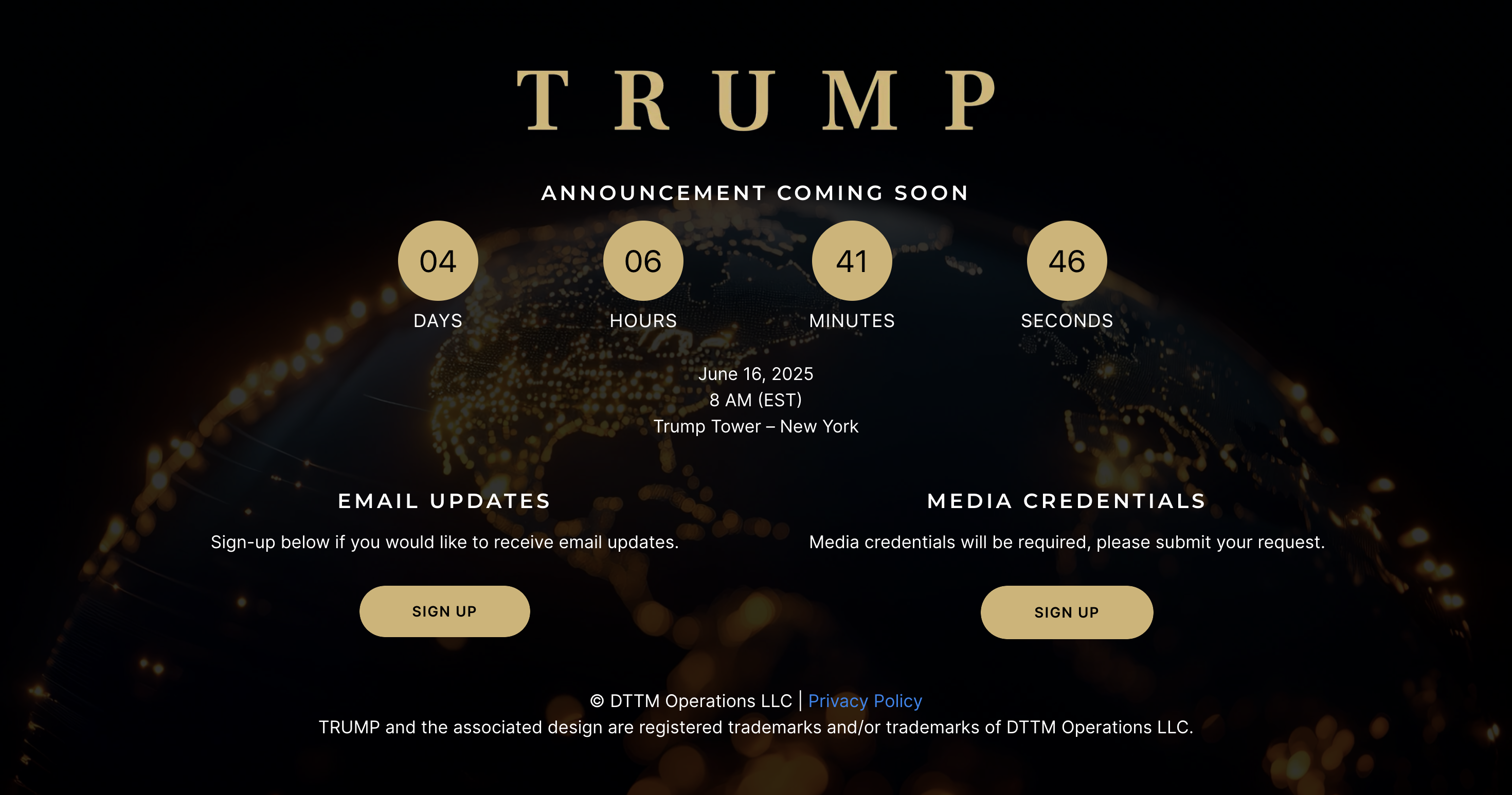 Countdown untuk Pengumuman Mendatang Trump Organization